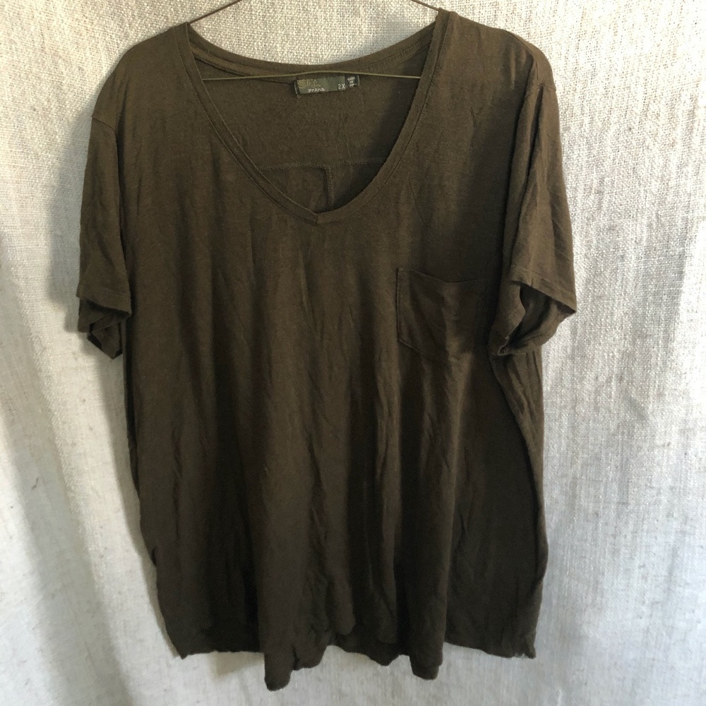 Prana Short Sleeve Green Top Tee 2X Sustainable